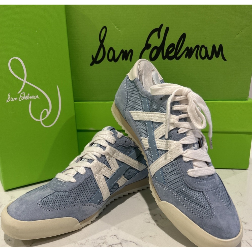 New In Box Sam Edelman Women's Irma Low Top Sneaker Blue Breeze Sugar‎ Size 8